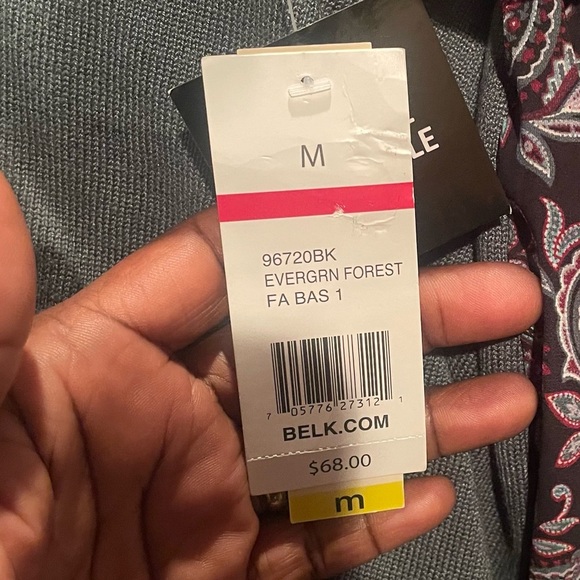 NWT 52 Seven Solid Evergreen Front and Paisley Back Women’s Crew Neck Sweater. - Picture 13 of 16